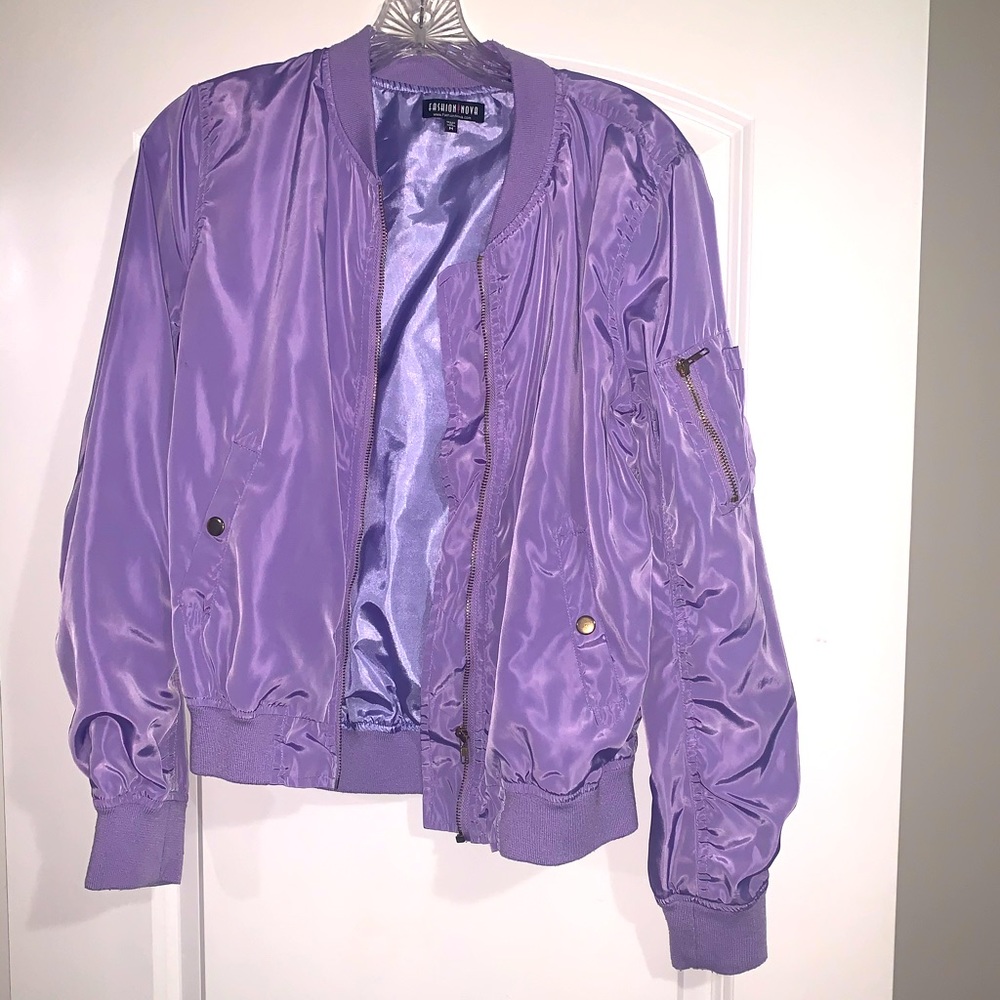 Fashionnova lavender bomber jacket